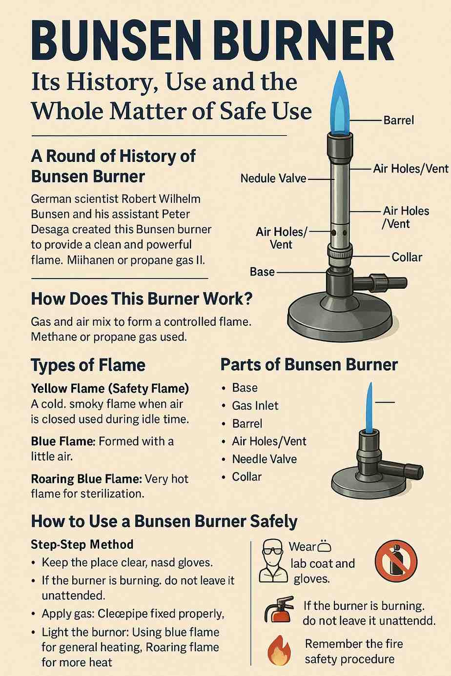 Scene of Bunsen Burner: Its History, Use and the Whole Matter of Safe Use